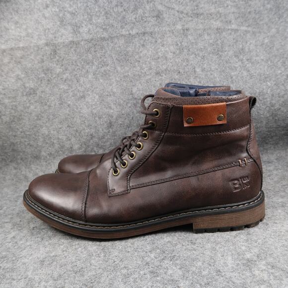 B-52 Bullboxer Shoes Mens 10 Boots Combat Biker Lace Up Zip Brown Casual Cap Toe main image 4